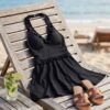 BS-SWM-039_4 Black Ruffle Halter Swim Dress