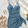 BS-SWM-041_4 Slate Blue Double-Strap Sarong Swim Dress