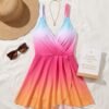 Sunset Ombre Wrap Swim Dress