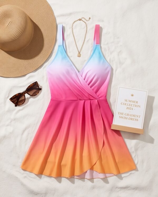 Sunset Ombre Wrap Swim Dress