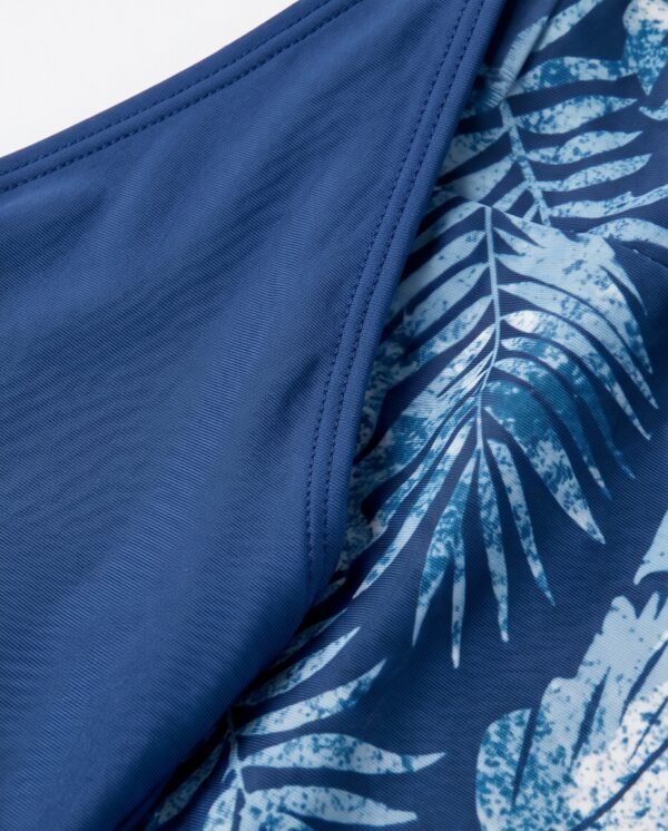 Navy Halter Top & Tropical Print Shorts Swim Set