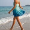 Teal Ombre Wrap Swim Dress