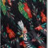Black Tropical Print Halter Tankini Dress