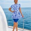 BS-SWM-063_1 Blue Porcelain Floral Print Swim Set with Leggings