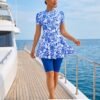 BS-SWM-063_3 Blue Porcelain Floral Print Swim Set with Leggings