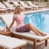 Pink to Mauve Ombre Peplum Swim Set with Leggings