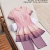 Pink to Mauve Ombre Peplum Swim Set with Leggings