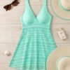 Mint Green Crochet Lace V-Neck Swim Dress