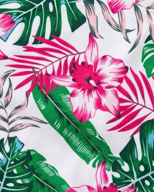 Green Top Tropical Print Shorts Tankini Set