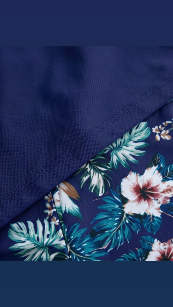 Navy Floral Print Romper Swimsuit