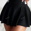 Black Color-Block Long-Sleeve Zip-Front Swim Dress