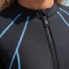 BS-SWM-109_2 Black Blue Contrast Line Zip-Front Knee-Length Swimsuit