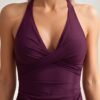 Plum Wrap Front Halter Romper Swimsuit