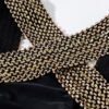 Black Gold Halter Cross-Front One-Piece Swimsuit