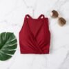 Burgundy Wrap Neckline Fit-and-Flare Swim Dress