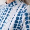 Blue Tie-Dye Print Short-Sleeve Swim Top with Biker Shorts