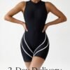 BS-SWM-147_4 Black Zip-Front Boyleg Swim Romper with White Piping