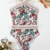Paisley Print Crisscross Halter One-Piece Swimsuit