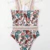 Paisley Print Crisscross Halter One-Piece Swimsuit