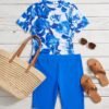 BS-SWM-153_4 Blue Floral Print Peplum Swim Top with Biker Shorts