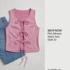 BS-TOP-003_4 Pink Washed Lace-Up Cropped Vest