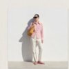 Max Pink Fuzzy Knit Button-Up Shirt