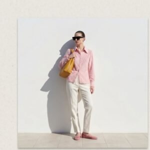 BS-TOP-005_1 Max Pink Fuzzy Knit Button-Up Shirt