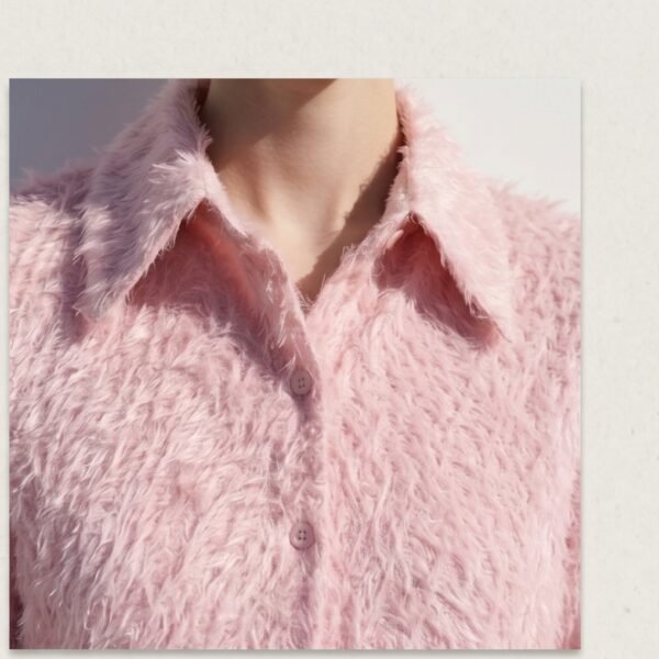 Max Pink Fuzzy Knit Button-Up Shirt