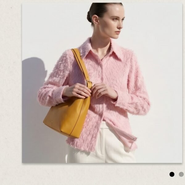 Max Pink Fuzzy Knit Button-Up Shirt
