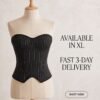 Black Pinstripe Strapless Corset Top