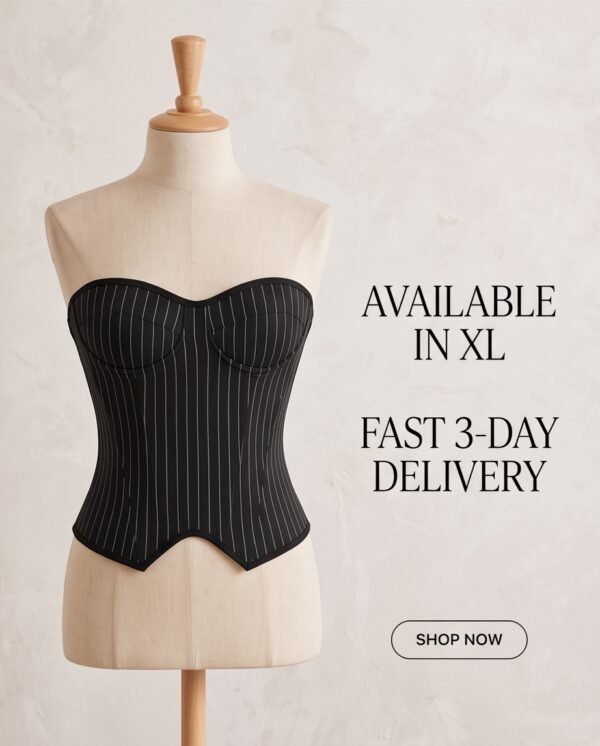 Black Pinstripe Strapless Corset Top