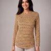 BS-TOP-009_1 Primark Camel Geometric Print Long-Sleeve Chemise Top