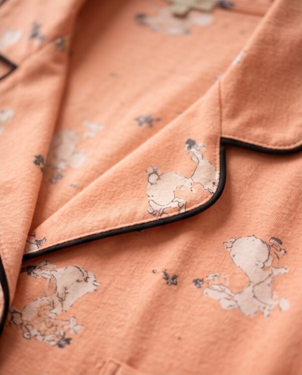 Peach Cartoon Print Cotton Sleep Shirt