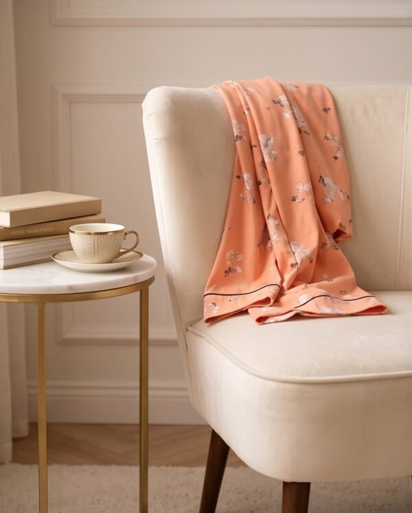 Peach Cartoon Print Cotton Sleep Shirt