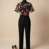 a035a589-3273-4532-a477-8cb57ac7f057 Floral Embroidered Mesh Top — Sheer Black Tulle, Short Sleeve