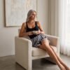 a4e33be6-57ec-412b-926a-3beaae48a7ff-2 Black Zebra Print Swim Dress – Scoop Neck One-Piece with Flared Skirt