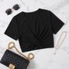 Twist Front Cropped T-Shirt — Black, Short Sleeve Cotton Blend