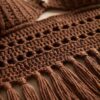 Crochet Fringe Halter Crop Top — Chocolate Brown Bohemian Beach Top