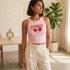 Ribbed Crop Tank Top Set (4 Pieces) — Black, Grey, Stripe & Pink