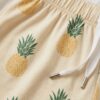Pineapple Print Cotton Pyjama Set — Cream Tee & Drawstring Shorts