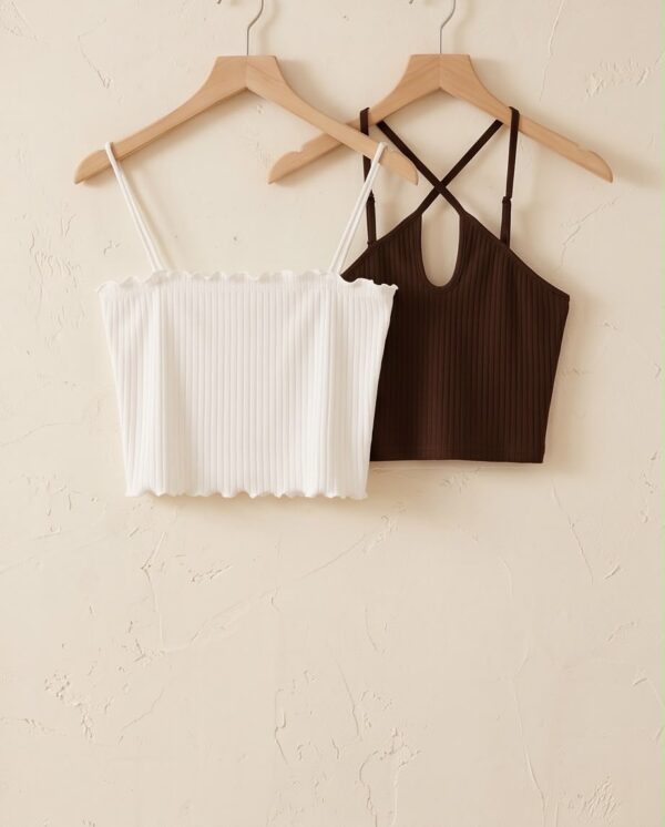 Ribbed Crop Top Set (4 Pieces) — Neutral Basics Bundle