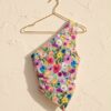 One-Shoulder Floral Print Top — Watercolour Meadow, Fitted Sleeveless