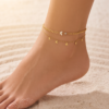 Gold-Tone Stainless Steel Layered Butterfly Anklet – Curb Chain with Charm Dangles