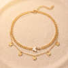 Gold-Tone Stainless Steel Layered Butterfly Anklet – Curb Chain with Charm Dangles