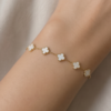 Gold-Tone Stainless Steel White Clover Bracelet – Mother-of-Pearl Charm Links