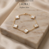 Gold-Tone Stainless Steel White Clover Bracelet – Mother-of-Pearl Charm Links