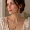Gold-Tone Stainless Steel Pressed Flower Necklace – Pink & White Botanical Pendant