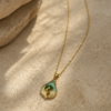 img_0215 Gold-Tone Stainless Steel Palm Tree Island Necklace – Enamel & Pearl Charm