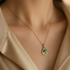 img_0217 Gold-Tone Stainless Steel Palm Tree Island Necklace – Enamel & Pearl Charm