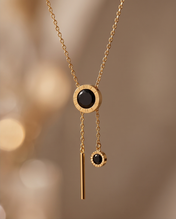 img_0220-2 Gold-Tone Stainless Steel Lariat Necklace – Black Onyx Drop Pendants
